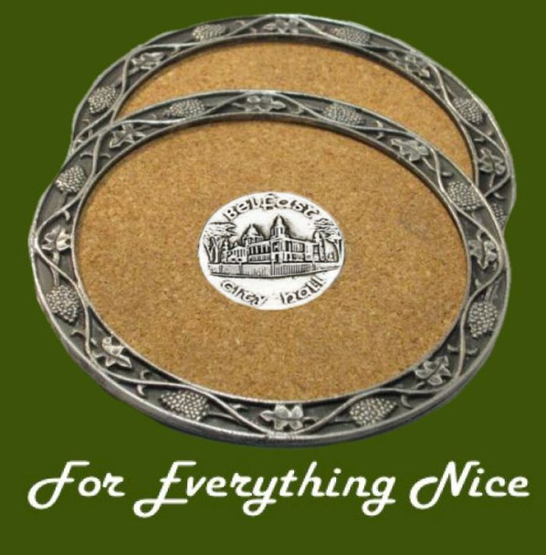 City Hall Belfast Ireland Themed Cork Wine Stylish Pewter Edge Coasters Set of 2
