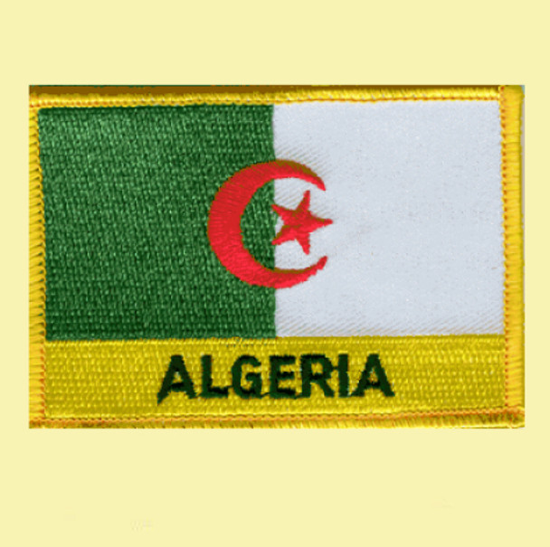 Algeria Flag Country Rectangular Embroidered Cloth Patch Set x 3
