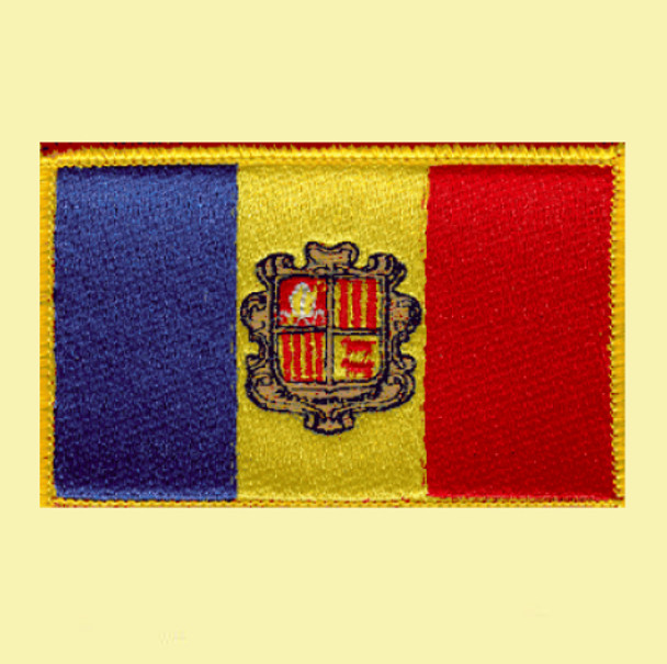 Andorra Flag World Rectangular Embroidered Cloth Patch Set x 6