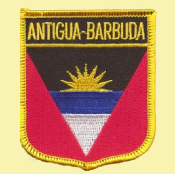 Antigua and Barbuda Flag World Shield Embroidered Cloth Patch Set x 3