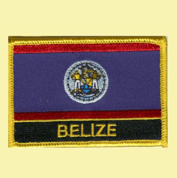 Belize Flag Country Rectangular Embroidered Cloth Patch Set x 3 Belize Flag Country Rectangular Embroidered Cloth Patch Set x 3