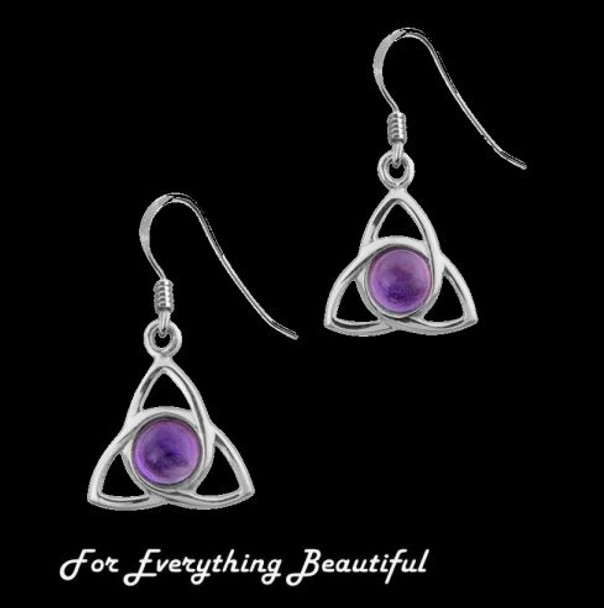 Celtic Trinity Knot Amethyst Sterling Silver Sheppard Hook Earrings