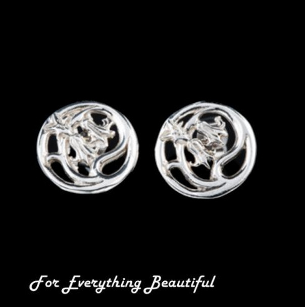 Scottish Bluebells Flowers Round Small Sterling Silver Stud Earrings