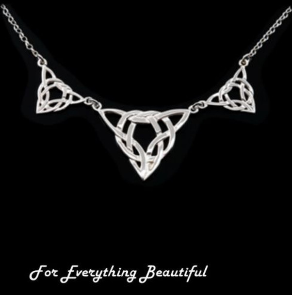 Celtic Treble Weave Triangular Knotwork Sterling Silver Necklace