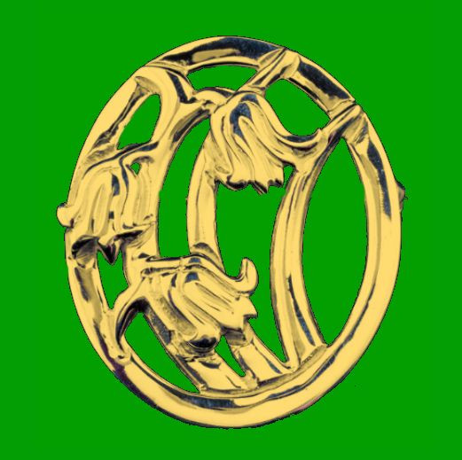 Scottish Bluebells Oval Design Medium 9K Yellow Gold Brooch
