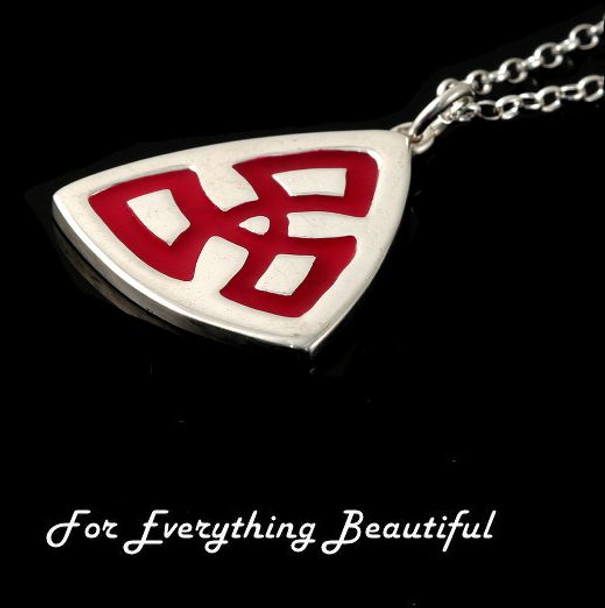 Celtic Triquetra Triangular Enamel Small Sterling Silver Pendant
