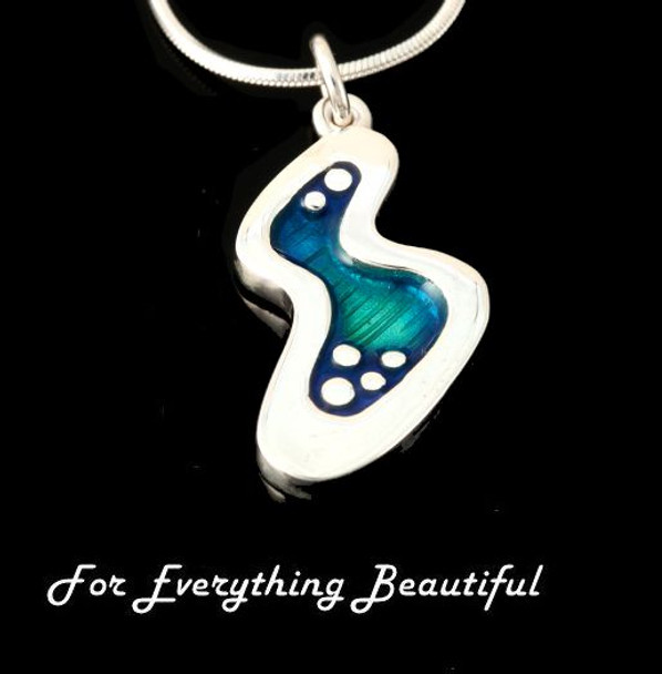 Seascape Wave Bubble Enamel Small Sterling Silver Pendant