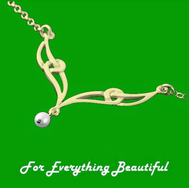 Celtic Elongated Knotwork Freshwater Pearl 9K Yellow Gold Necklet Celtic Elongated Knotwork Freshwater Pearl 9K Yellow Gold Necklet