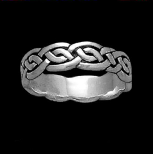 Celtic Interlace Knotwork Sterling Silver Mens Ring Wedding Band