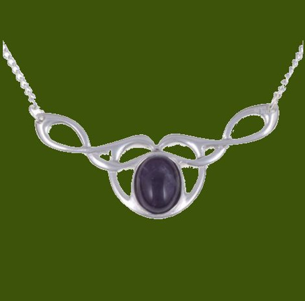 Celtic Bird Knotwork Amethyst Design Stylish Pewter Necklace