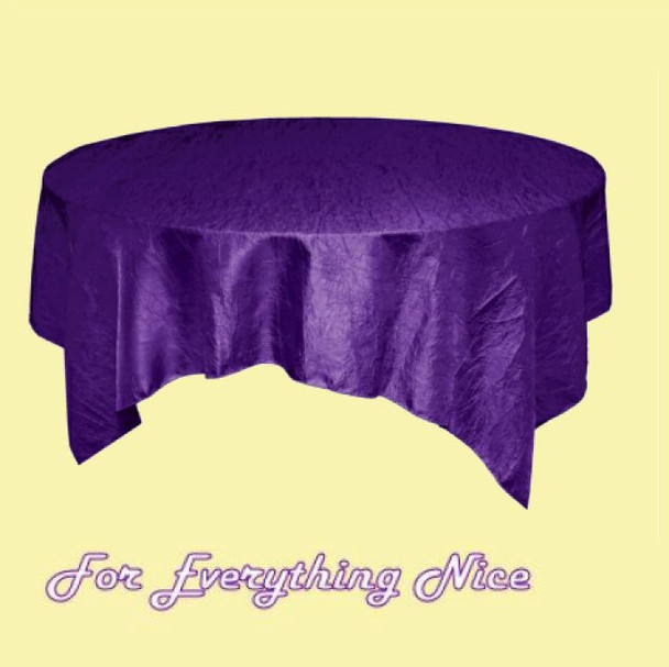 Deep Purple Taffeta Crinkle Table Overlay Decorations 72 inches x 5 For Hire
