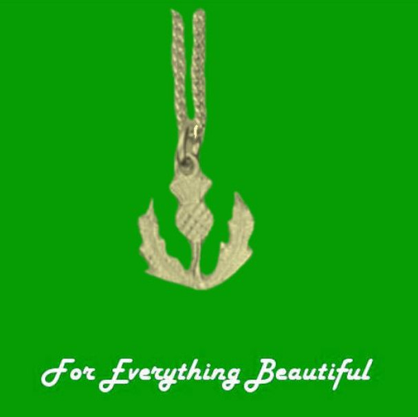 Thistle Motif Floral Emblem Small 9K Yellow Gold Pendant