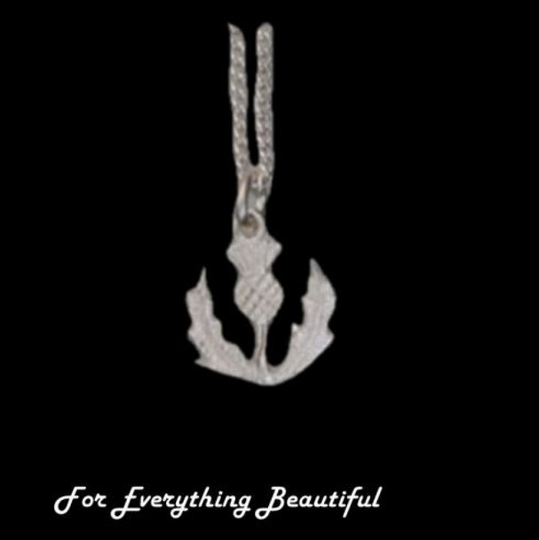Thistle Motif Floral Emblem Small Sterling Silver Pendant