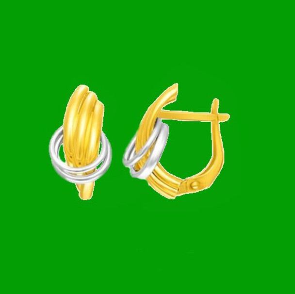 14K Two Tone Gold Double Interlinked Rings Earrings
