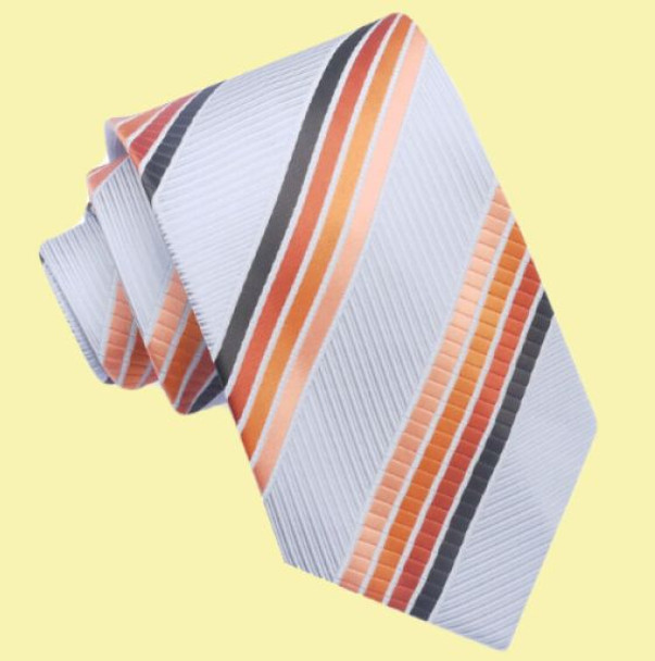 Orange Brown Light Grey Stripes Formal Wedding Straight Mens Neck Tie Orange Brown Light Grey Stripes Formal Wedding Straight Mens Neck Tie