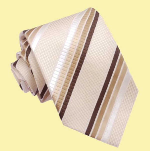 Mocha Brown Ivory Beige Stripes Formal Wedding Straight Mens Neck Tie Mocha Brown Ivory Beige Stripes Formal Wedding Straight Mens Neck Tie