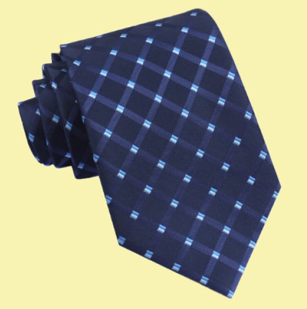 Dark Midnight Blue Diamond Grid Pattern Formal Wedding Straight Mens Neck Tie