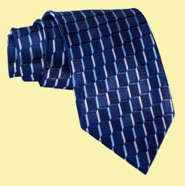 Navy Blue 3D Cube Pattern Formal Wedding Straight Mens Neck Tie Navy Blue 3D Cube Pattern Formal Wedding Straight Mens Neck Tie