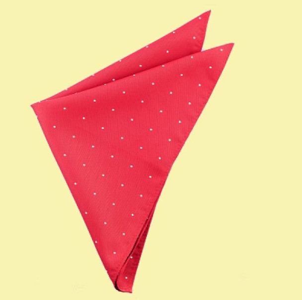 Scarlet Red White Pin Dot Groomsmen Groom Wedding Mens Pocket Square