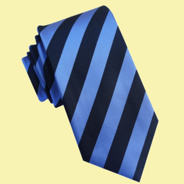 Cobalt Blue Black Diagonal Stripes Formal Wedding Straight Mens Neck Tie