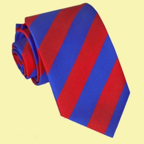 Red Royal Blue Diagonal Stripes Formal Wedding Straight Mens Neck Tie