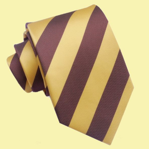 Yellow Brown Diagonal Stripes Formal Wedding Straight Mens Neck Tie