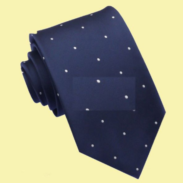 Midnight Blue White Pin Dots Formal Wedding Straight Mens Neck Tie