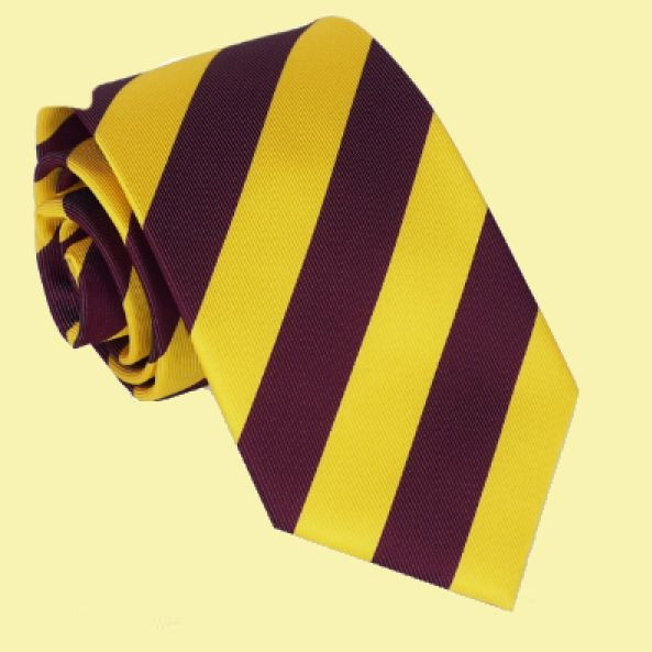 Yellow Maroon Stripes Formal Boys Ages 7-13 Wedding Straight Boys Neck Tie