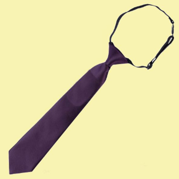 Eggplant Purple Junior Boys Ages 3-7 Wedding Elastic Straight Boys Neck Tie