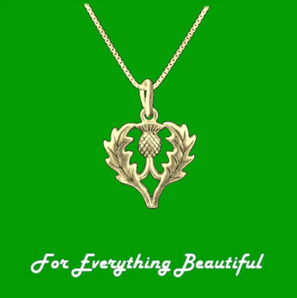 Thistle Scotland Themed Medium 10K Yellow Gold Pendant