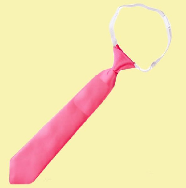 Hot Pink Junior Boys Ages 3-7 Wedding Elastic Straight Boys Neck Tie