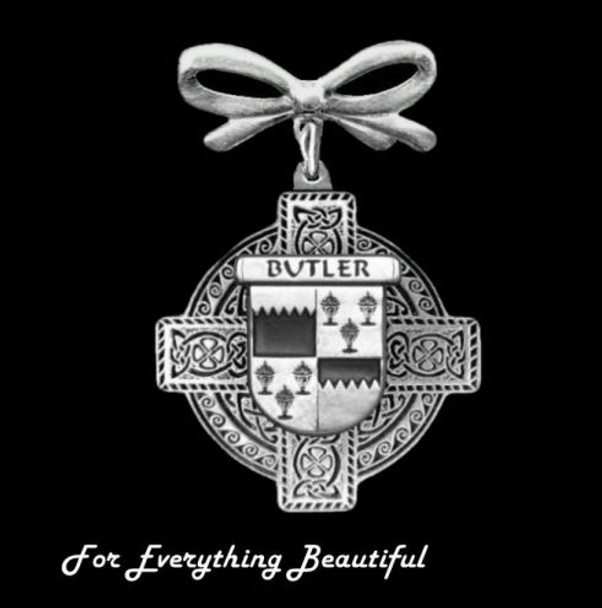 Celtic Cross Bow Irish Coat of Arms Sterling Silver Brooch