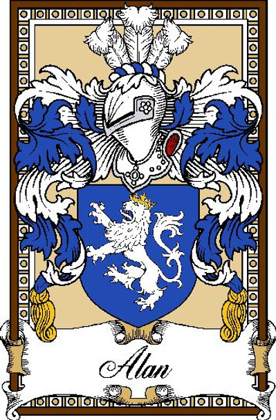 Alan Bookplate Print Alan Scottish Family Crest Print