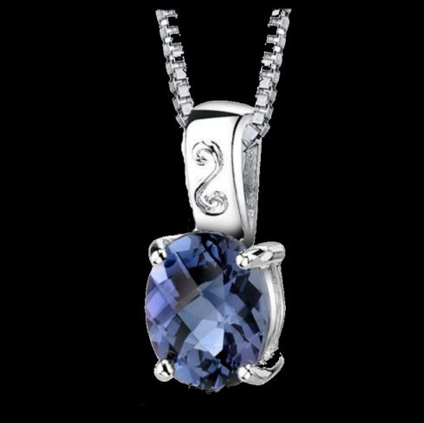 Alexandrite Oval Cut Simple Detail Sterling Silver Pendant