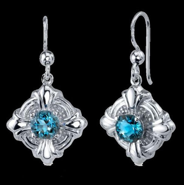 London Blue Topaz Round Cut Circle Sterling Silver Earrings London Blue Topaz Round Cut Circle Sterling Silver Earrings