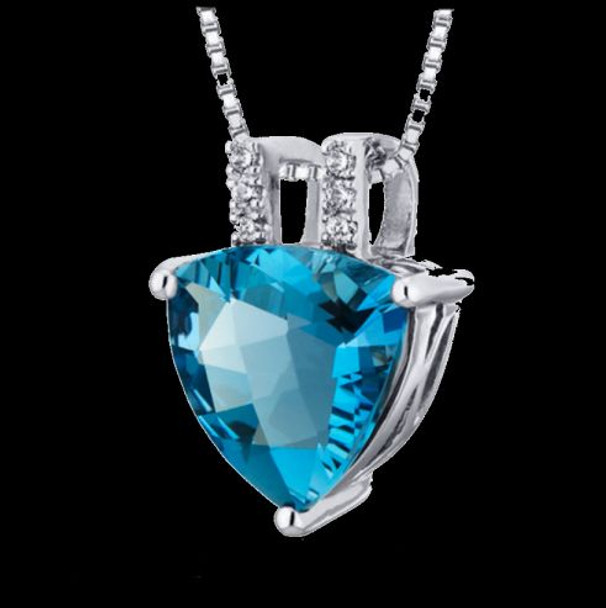 London Blue Topaz Trillion Cut Cubic Zirconia Accent Sterling Silver Pendant London Blue Topaz Trillion Cut Cubic Zirconia Accent Sterling Silver Pendant