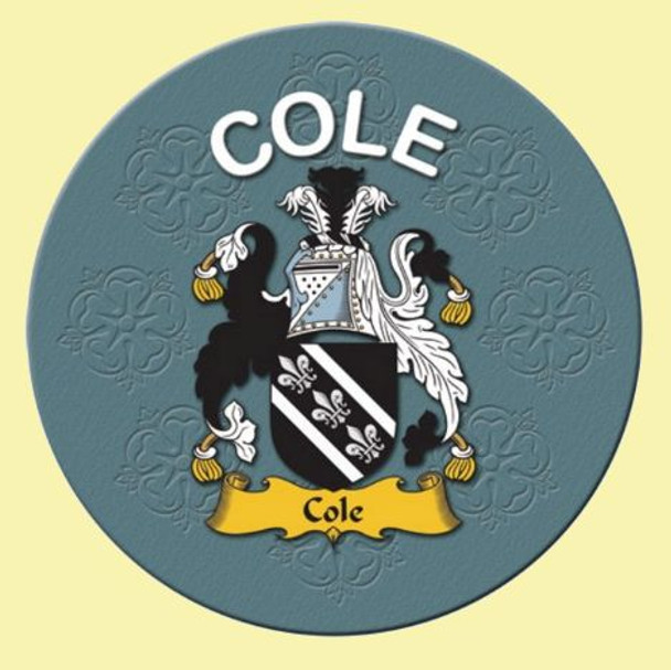 Cole Coat of Arms Cork Round English Family Name Coasters Set of 4