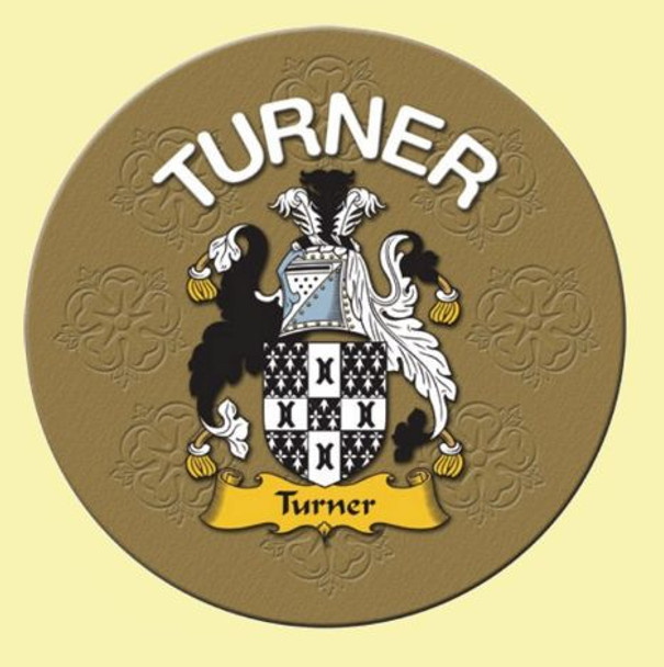Turner Coat of Arms Cork Round English Family Name Coasters Set of 2