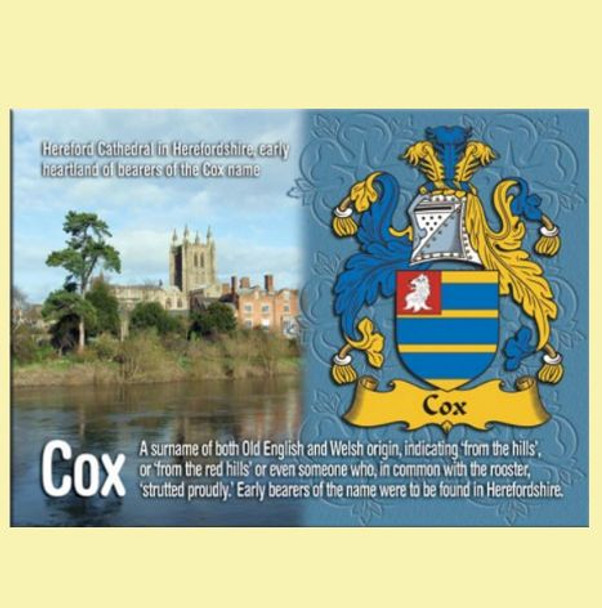 Cox Coat of Arms English Family Name Fridge Magnets Set of 4