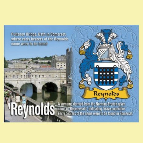 Reynolds Coat of Arms English Family Name Fridge Magnets Set of 2