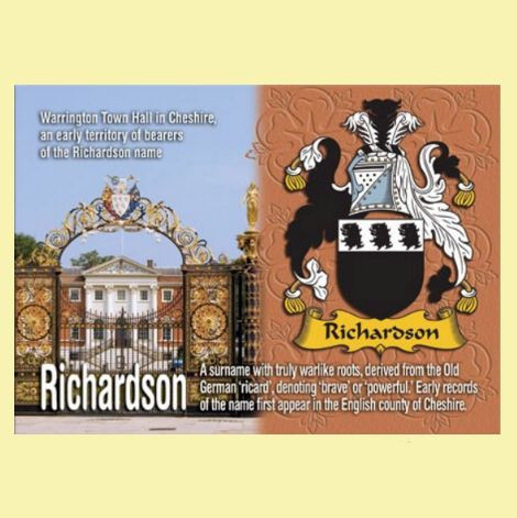 Richardson Coat of Arms English Family Name Fridge Magnets Set of 4