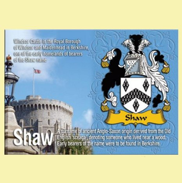 Shaw Coat of Arms English Family Name Fridge Magnets Set of 2