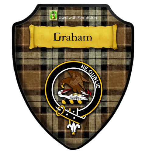 Graham of Menteith Weathered Tartan Crest Christmas Ceramic Ornament