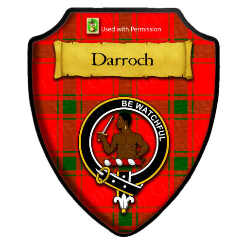 Darroch Tartan Crest Black Garden Flag - Gold Thistle Style