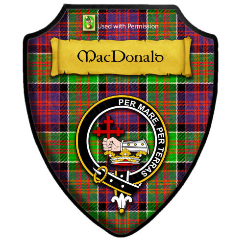 McDonell Ancient Tartan Crest Black Garden Flag - Gold Thistle Style
