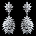Leaf Burst Marquise Cubic Zirconia Sterling Silver Earrings