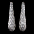 Long Pave Cubic Zirconia Crystal Encrusted Sterling Silver Earrings