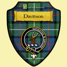 Davidson of Tulloch Tartan Crest Wall Hanging Banner - Wood Pole