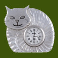 Fat Cat Animal Themed Embossed Antiqued Stylish Pewter Clock