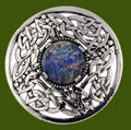 Celtic Open Knotwork Antiqued Opal Glass Stone Round Stylish Pewter Brooch